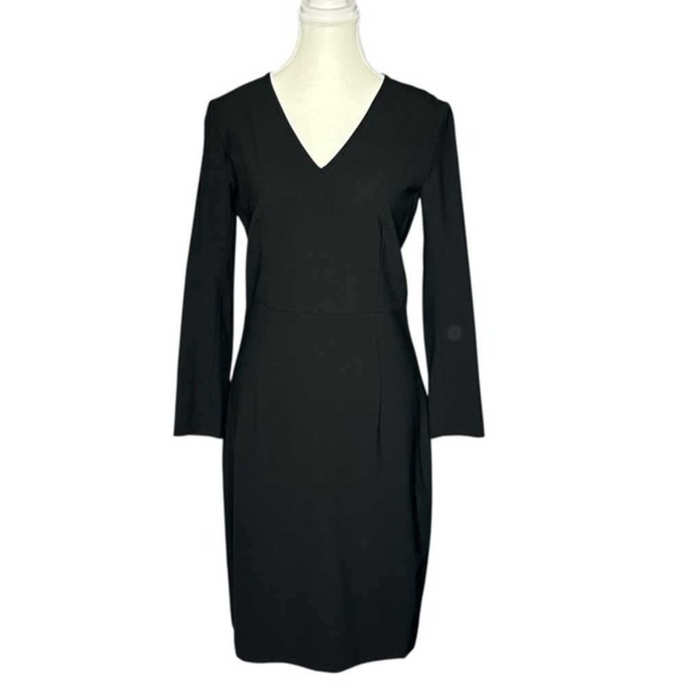 Theory‎ Women's NWT Kasia V Neck Black Tailored Long Sleeve Sheath Dress Size 6
